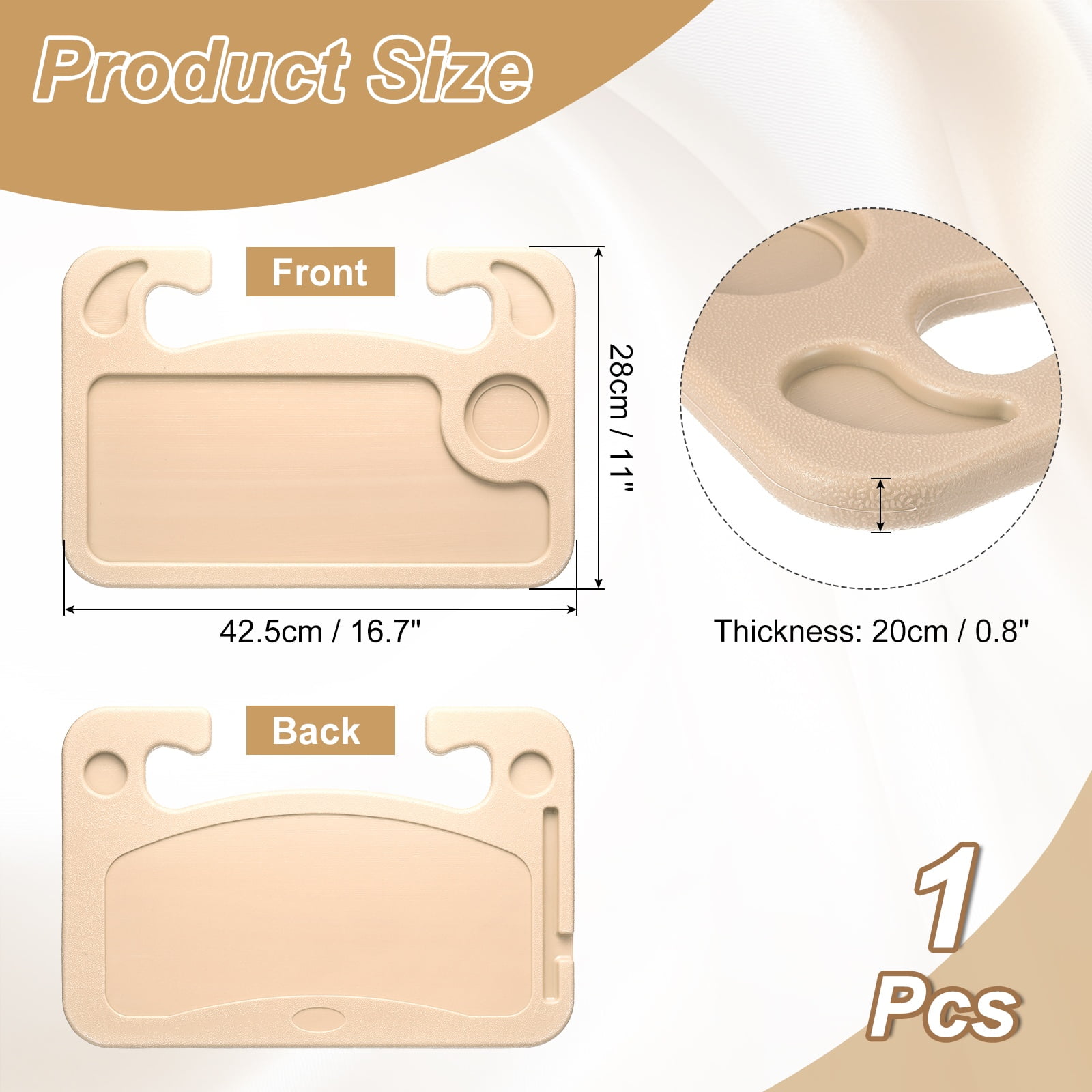 Uxcell 2 in 1 Car Steering Wheel Tray Car Food Trays Auto Steering Wheel Under Table Desk for Eating Food Drink Laptop Writing Work, Orange