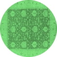 thumbnail image 1 of Ahgly Company Machine Washable Indoor Round Oriental Emerald Green Traditional Area Rugs, 3' Round, 1 of 4