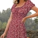 thumbnail image 5 of Vestido casual sexy de verano para mujer Estampado floral Cintura alta Mangas abullonadas Túnica retro Mini vestido de playa Pompotops  ghjkhdj11463, 5 of 6