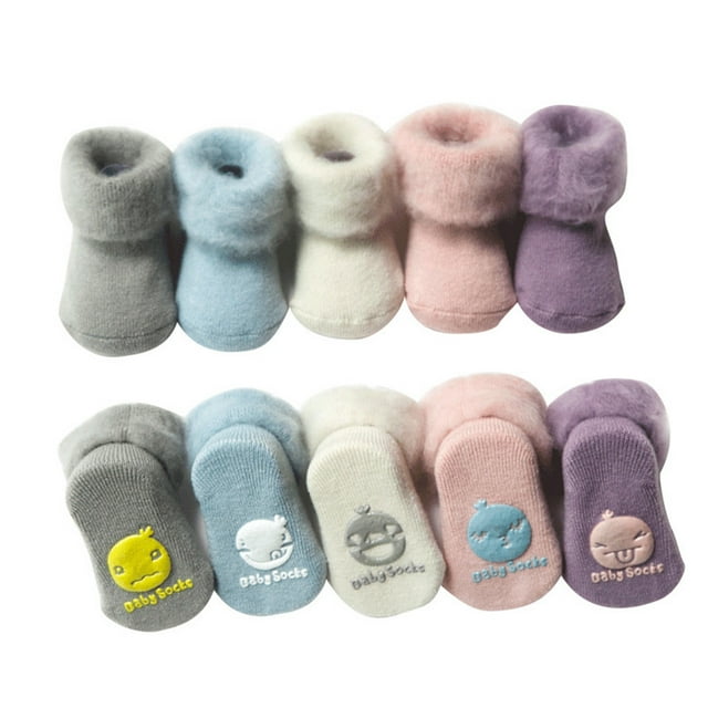 Worallymy 1 par bonitos calcetines antideslizantes de lana peludos cálidos para bebés niñas y niños calcetines de fibras acrílicas elásticas transpirables para niños pequeños Worallymy JD735813898