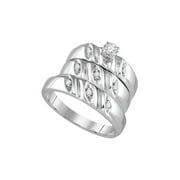 Sterling Silver His Hers Round Diamond Solitaire Matching Wedding Set 1/5 Cttw