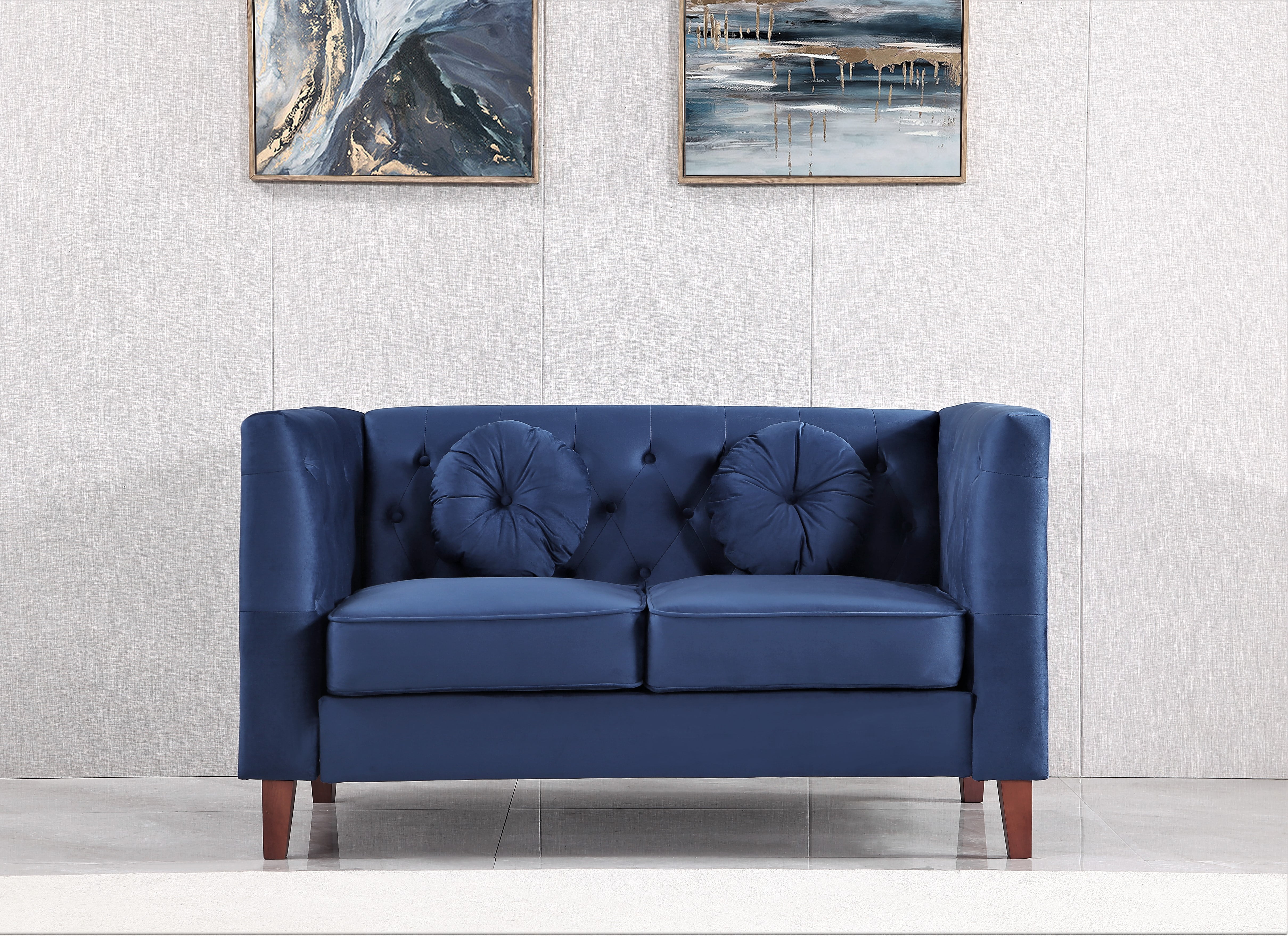 Uspridefurniture Fancher Kittleson Velvet Classic 3Pcs Living Room Set,Blue