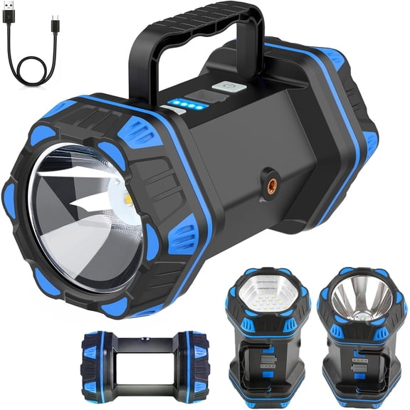 Camping Lantern , Camping Flashlight 1500LM, 8 Light Modes, Camping Lights 4800 Capacity, Portable Bright Flash Light for , Power Outages, Hurricane, Hiking (Blue 1PACK).