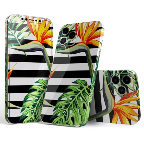 DesignSkinz Vivid Tropical Stripe Floral v1 Full-Body Skin Decal Wrap Cover for iPhone 16