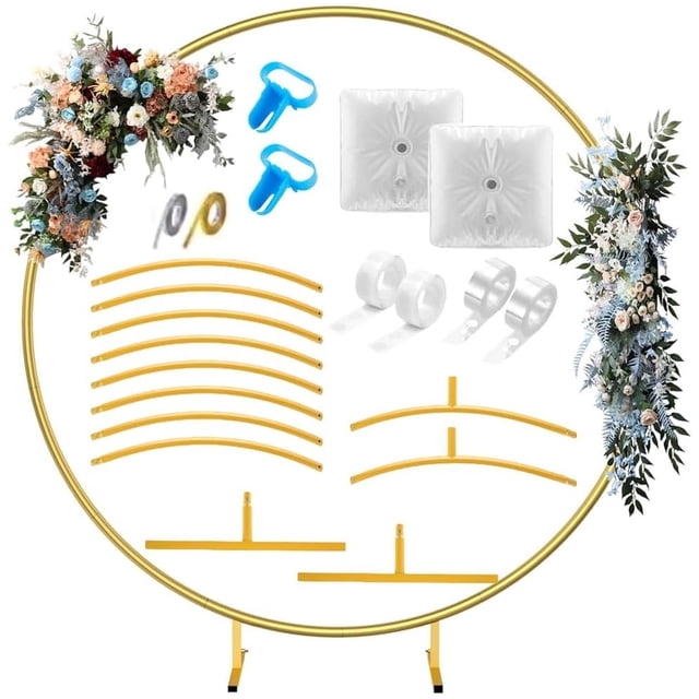 Kit Arco Globos Metálico Soporte - Marco Circular de Arco Metálico para Decoración de Fiesta, Kit de 10 Piezas, Soporte Resistente para Flores, Ideal para Bodas y Eventos