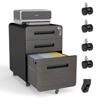 3-Drawer Mobile File Cabinet with Lock, All-Steel Metal Storage Cabinet on Casters, for Home & Office,Black, Fully Assembled, Holds A4/Letter Files