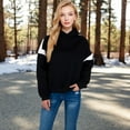thumbnail image 6 of Women's Oversized Hoodie with Contrast Shoulder Stripes, 6 of 6