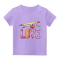 thumbnail image 6 of Frwgonr Big Girl Tees Short Sleeve Girls Casual Shirts Graphic Tops Back of School Clothes Purple, Size 3-15 Years, 6 of 6