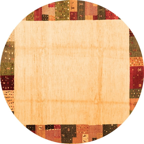 Ahgly Company Indoor Round Solid Orange Modern Area Rugs, 7' Round