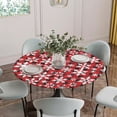 thumbnail image 5 of Christmas Round Tablecloth for 36-44 Inch Tables,Fitted Table Cover with Elastic Edge,Winter Snowflakes Red Black Buffalo Plaid Waterproof Outdoor Table Cloth Protector for Patio Garden Dinner Picnic, 5 of 9