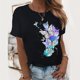 thumbnail image 4 of Gibobby Playera de Manga Corta Casual Suave Mujer Top Butterfly imprimir O cuello manga corta suelto Casual Top(Negro,G), 4 of 4