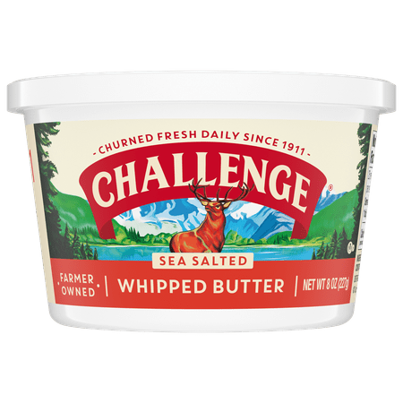Challenge Butter, Whipped Butter with Sea Salt, 8oz Tub