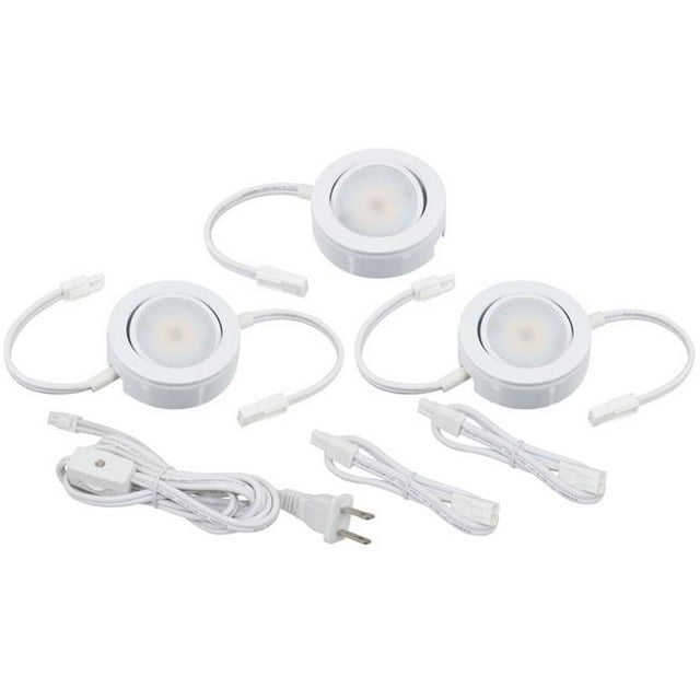 LED MVP 3-Puck Light Kit with Roll Switch & 6 ft. Power Cord, 120 V - White