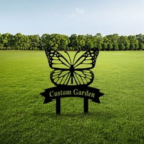 Custom Garden Sign,Butterfly Garden Stake,Garden Art,Metal Yard Art,Garden Decor,Personalized Garden Name Metal Sign