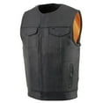 thumbnail image 4 of Milwaukee Leather MLM3511 Men's Black Collarless Snap/Zipper Club Style Motorcycle Leather Vest 7X-Large, 4 of 7