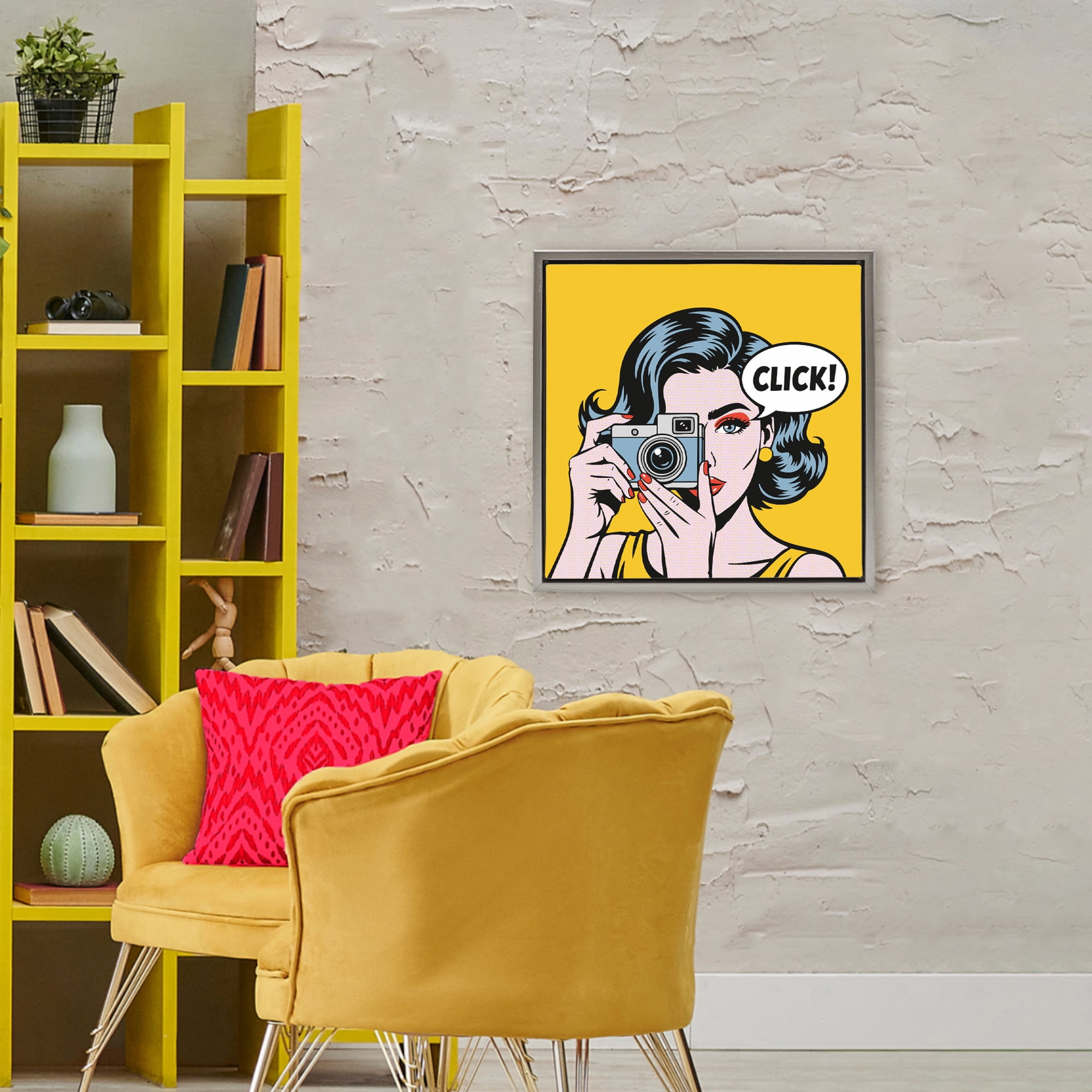 Stupell Industries Click Retro Photographer Gray Framed Floater Canvas Wall Art, design by Andreas Magnusson