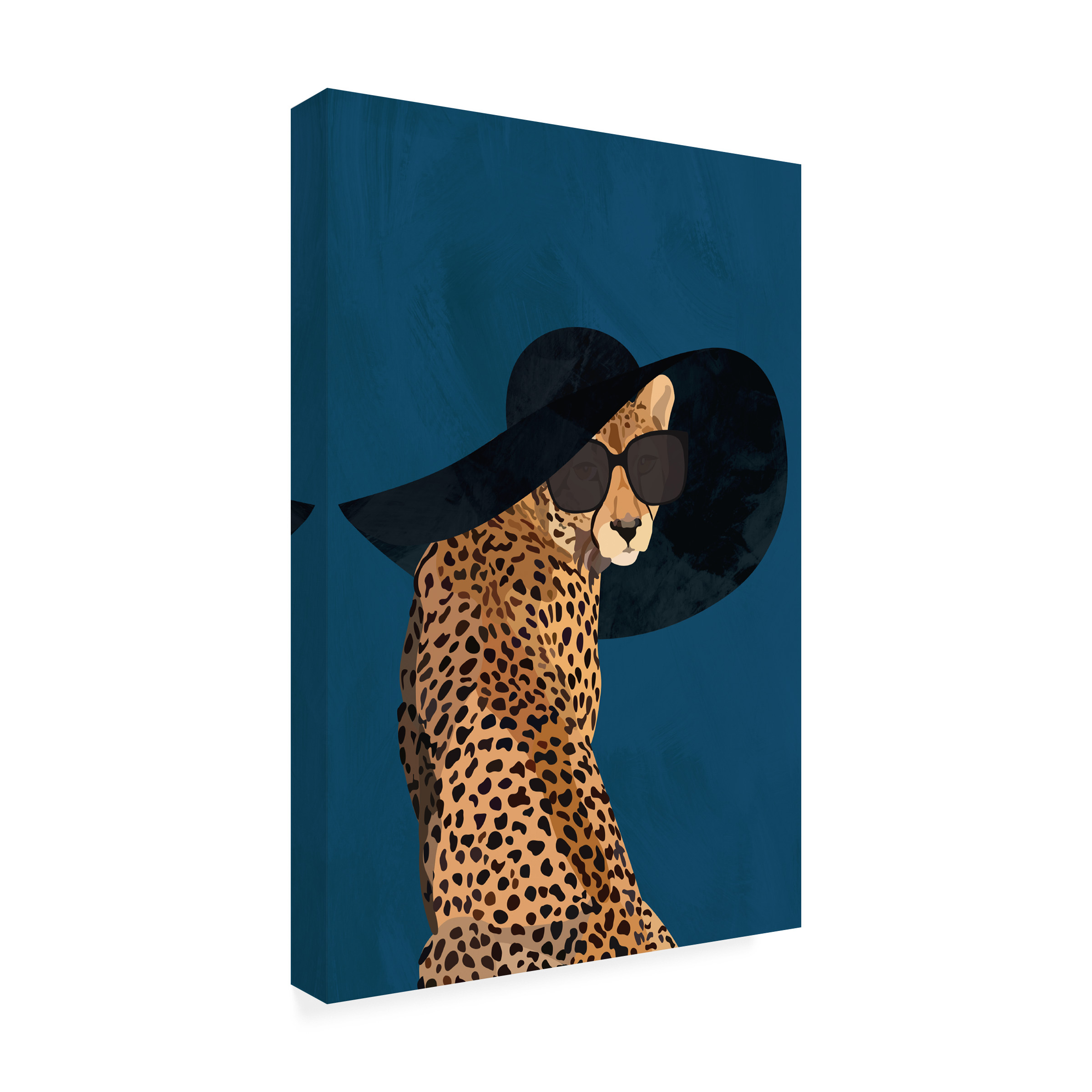 Sarah Manovski 'Fashionable Cheetah wearing a sunhat' Canvas Art