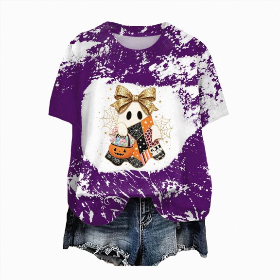 Leey-World Halloween Tshirt for Women Halloween Boo Shirts for Women Funny Halloween Shirts Fall Thanksgiving Gift Tshirts Tops