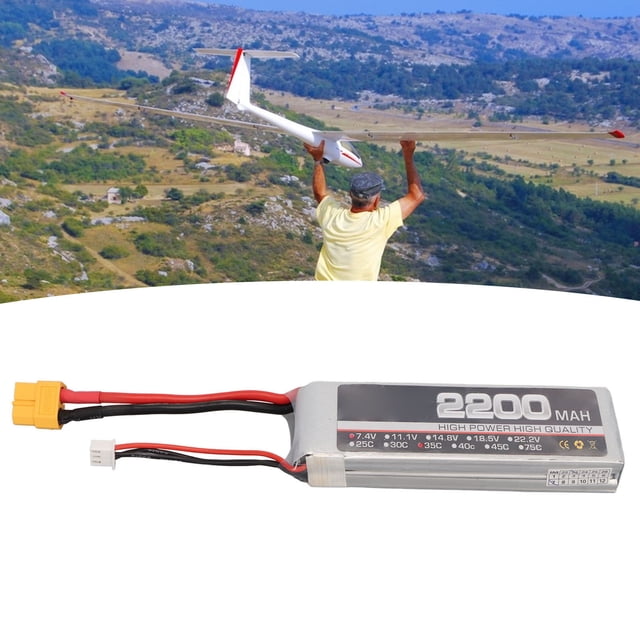 Batería De Avión RC, Batería LiPo De 7,4 V 2200 MAh 35 C Con Cabezal De Equilibrio XH Para Aviones RC