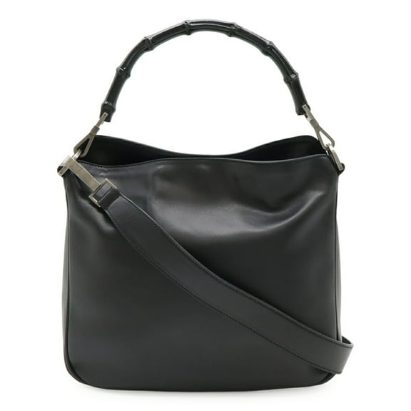 Pre-Owned GUCCI Bamboo Handbag Shoulder Bag Tote Leather Black 001.1638 (Good)