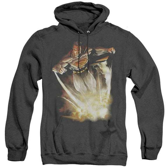 Superman Explosive Adult Heather Hoodie Sweatshirt Black