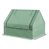 Raised Garden Bed with Greenhouse, Outdoor Planter Box - Green & Silver - Small Space Gardening - UV Protection & Drainage - 2-in-1 Design