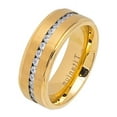 thumbnail image 2 of Men Women 8MM Comfort Fit Titanium Wedding Band Gold Tone Brushed Center Shiny Edge CZ Eternity Ring (Size 7 to 15), 2 of 4