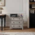 thumbnail image 5 of Holliwill 3 Drawers Nightstand with Charging Station, 26.7" Wide Farmhouse Nightstands, Bedside Table End Table for Bedroom Living Room, Gray, 5 of 9