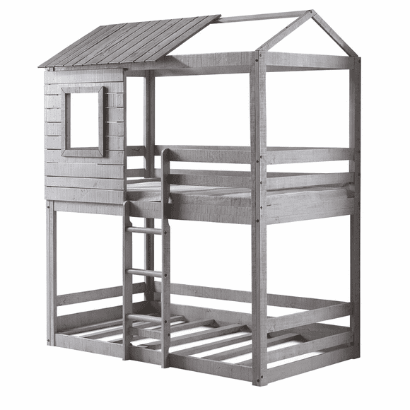 Litera Individual Cabaña de Madera para Niños y Jóvenes