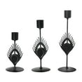 thumbnail image 3 of Candelabro de Metal de 3 piezas, soporte para velas, decoración de plumas negras, adorno de centro de mesa para el hogar y la boda, 3 of 9