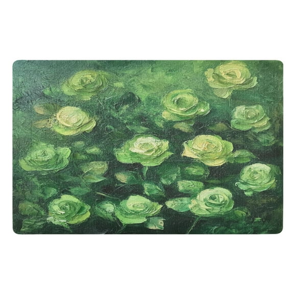 BZSMCE Floor Mats 32x20in Green Rose Creativity Doormats
