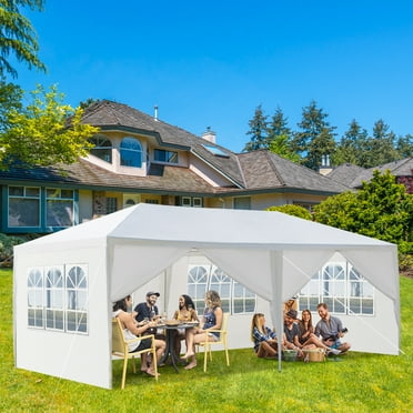 Zimtown 10'x 20' Canopy Tent Gazebo Patio Outdoor Party Wedding Tent with 6 Sidewalls White
