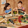 thumbnail image 4 of Tiny Land Wooden Train Set Table, Interactive Railway Playset with Sound Effects & Storage Bins, Large Activity Table for Pretend Play, 4 of 12