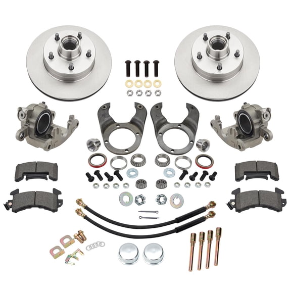 Disc Brake Kit 1978-88 GM Caliper, Fits Early Ford Spindle, 5 on 4-3/4 In