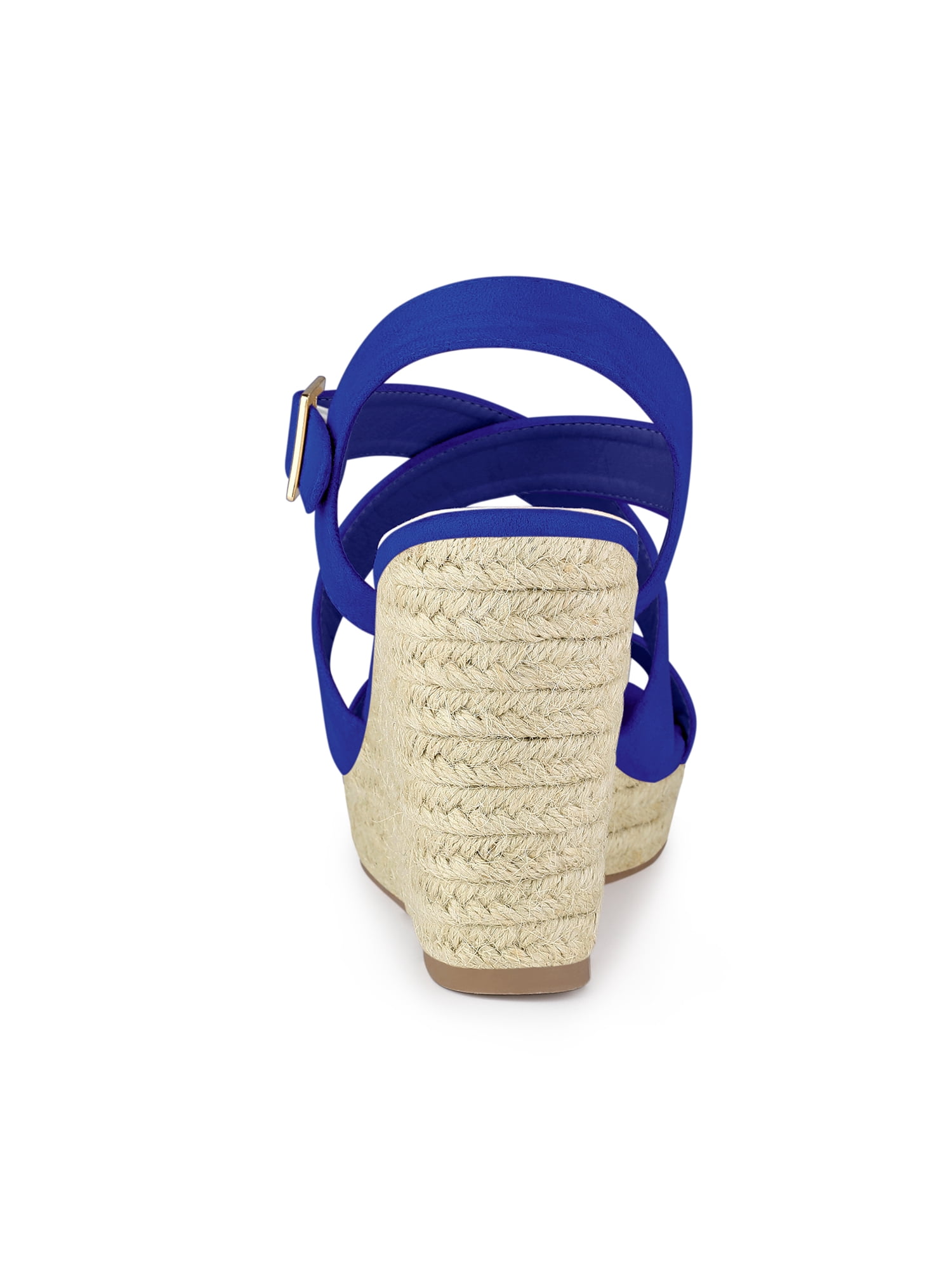 DARING DIVA Women's Stylish Espadrilles Platform Slingback Wedges Sandals Deep Blue 6