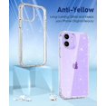 thumbnail image 4 of for iPhone 12 Case and iPhone 12 Pro Case with Phone Stand, [Not Yellowing] Clear Glitter Shockproof Protective Phone Case, [Non-Slip] Slim Cover for Women Girls 6.1 Inch - Sparkle Clear, 4 of 7
