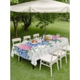 thumbnail image 4 of Outdoor Tablecloth with Umbrella Hole for Patio/Picnic/Party/Camping, Blue Pink Hydrangea Waterproof Table Cloth Rectangle Table Cover Washable, Eucalyptus Leaves Grey Plaid (60"x 84"), 4 of 8