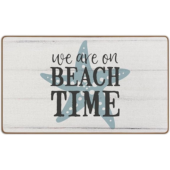 Beach Themed Decor Doormats, Coastal Beach House Welcome Mat, BeachThemed Lover Gifts Floor Mats for Kitchen Bathroom, We are on BeachTime Starfish Front Door Entrance Decor, 16×24 Inch.