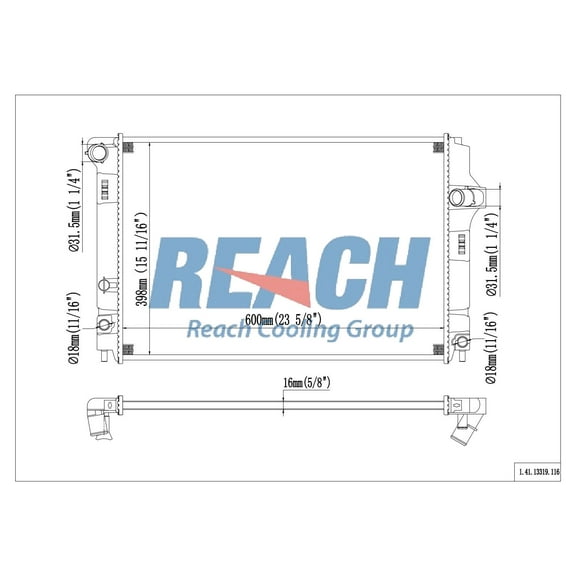REACH 41-13319 Radiator for 18-12 Toyota Prius C, Automotive Radiator Replacement Part