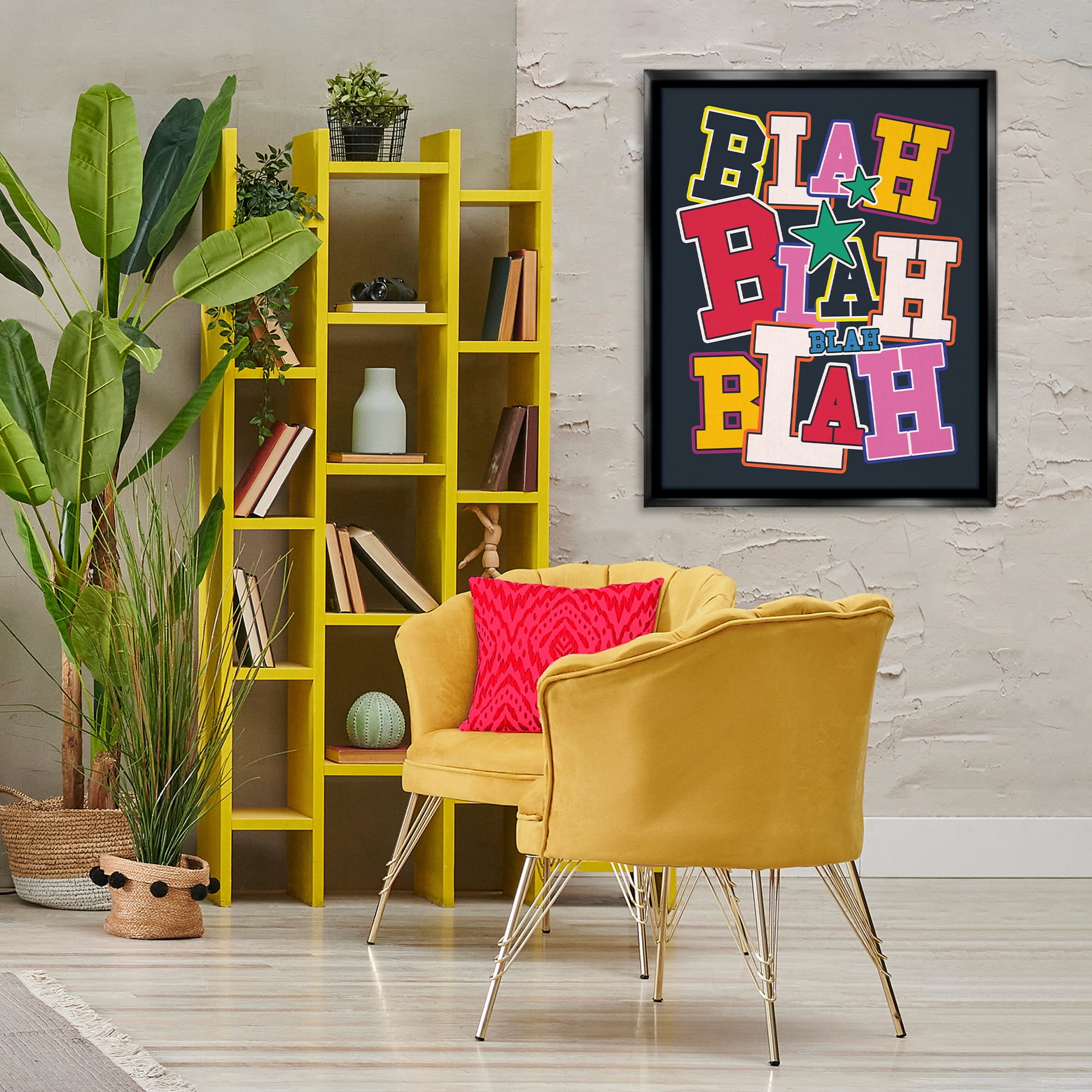 Stupell Industries Bold Blah Blah Text Text & Numbers Painting Black Floater Framed Canvas Art Print Wall Art, 25 x 31