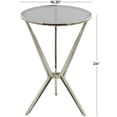 thumbnail image 3 of DecMode Modern Aluminum Hourglass Inspired with Round Glass Top Accent Table, 16"W x 24"H with Polished Silver and Frosted Glass Finish, 3 of 7