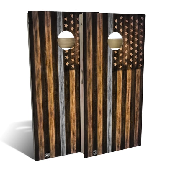 Skip's Garage | Charred Corrections Gray Line Backyard 2x4 Cornhole Board Set (24" x 48") | Includes (8) Bags Various Accessory Options