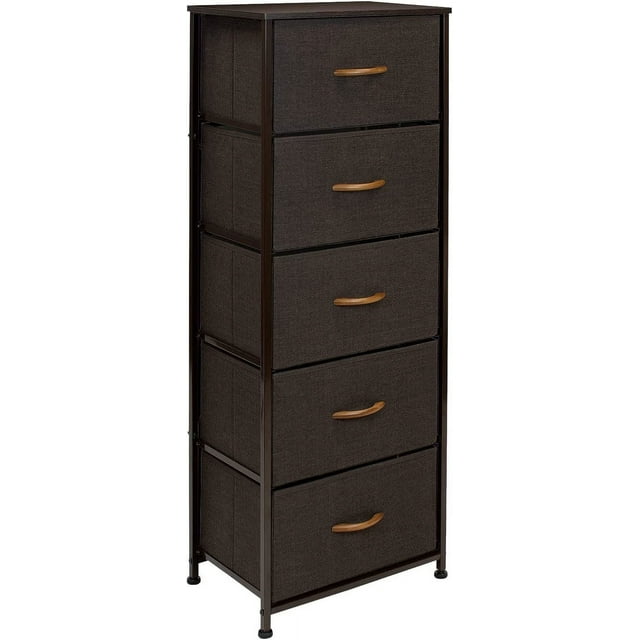 Sorbus Tour de Rangement pour Commode, Organisateur pour Garde-Robe, Grande Commode pour Chambre, Commode à Tiroirs pour Vêtements, Bureau à Domicile, Salon, Résidence Universitaire, Cadre en Acier, Dessus en Bois, Tissu, 5 Tiroirs