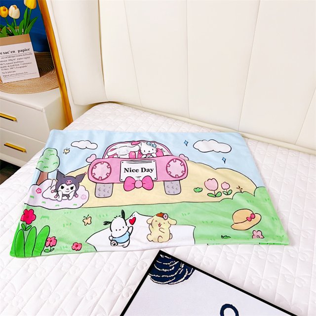Sanrio-funda de almohada bonita de animé, funda de almohada con estampado de estilo japonés, Kuromi My Melody Cinnamoroll, funda de cojín para niña de tamaño único