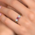 thumbnail image 4 of Gem Stone King 10K Yellow Gold Pink Tourmaline and White Moissanite Engagement Ring for Women | 1.52 Cttw | Round 5MM | Gemstone October Birthstone | Size 5, 4 of 7