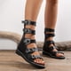 thumbnail image 1 of Elegantes sandalias de correas con múltiples hebillas para mujer con cremallera trasera - ¡Haga una declaración con sandalias de color sólido!, 1 of 3