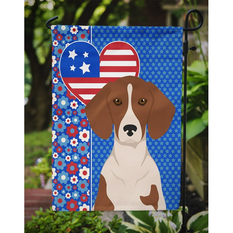 Red Piebald Dachshund USA American Flag Garden Size In X In, 45% OFF