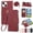 Red, variant on For iPhone 15 6.1" Wallet Case Magnetic Flip Cover Multi-Card Slots Zipper Pocket With Circular Buckle Detachable Shoulder Strap And Wrist Strap,Red,For iPhone 15