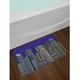 thumbnail image 2 of Digital Bath Mat, Cartoon Design Cityscape with Square Seemed Image Kids Room Artwork Print, Non-Slip Plush Mat Bathroom Kitchen Laundry Room Decor, 29.5 X 17.5 Inches, Dark Blue and Yellow, Ambesonne, 2 of 2