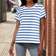 thumbnail image 2 of Posijego Women's Striped Casual T-Shirts Summer Short Sleeve Shirts for Women Crew Neck Loose Soft Graphic Tee Shirts, 2 of 9
